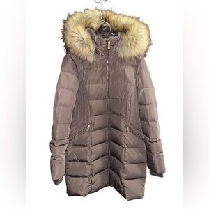 Faux-Fur-Trim Hooded Down Puffer Coat Medium IVANKA TRUMP